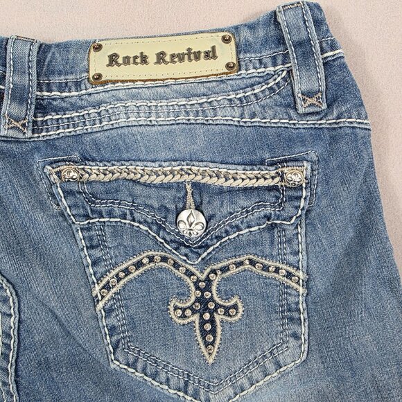 Rock Revival Jeans Womens 34 Blue Denim Sasha Easy Boot Mid-Rise - Picture 10 of 14